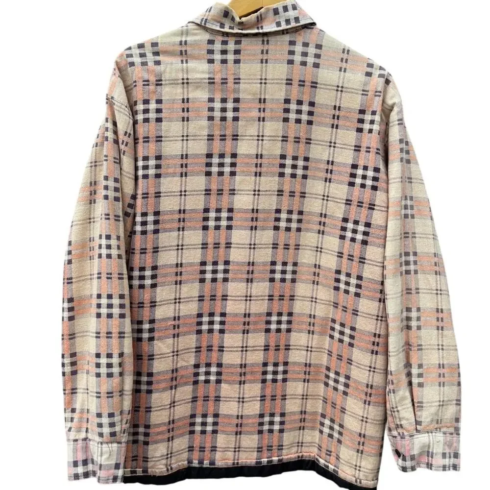 Sears Fieldmaster Vintage 1990s brown plaid quilt lined button up jacket Size XL